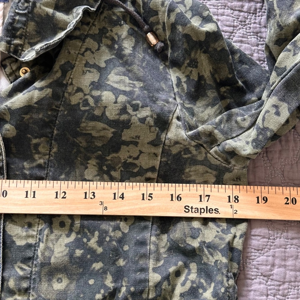 Gap Womens Floral Camo Utility Jacket Green Black Canvas Snap Front XS - Picture 5 of 12
